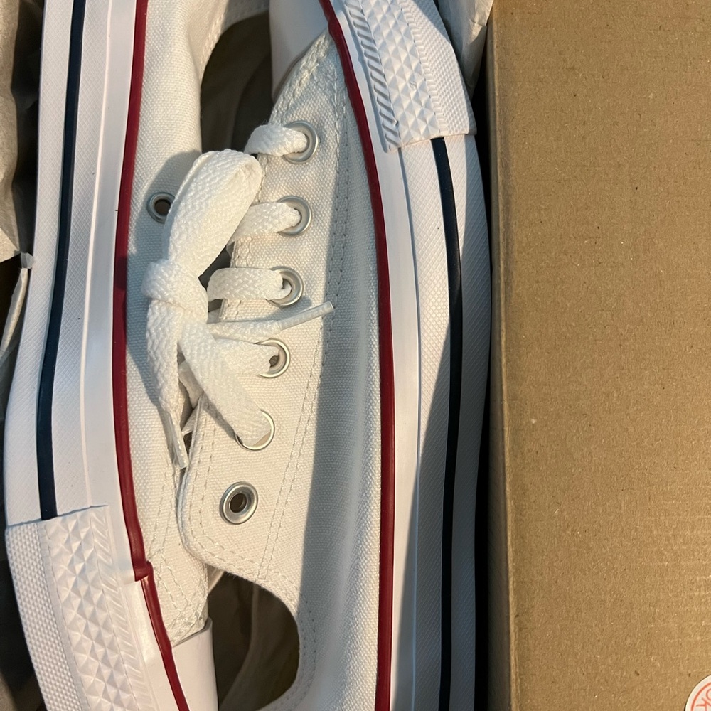 Converse Optical White Sneakers with Red and Black Details